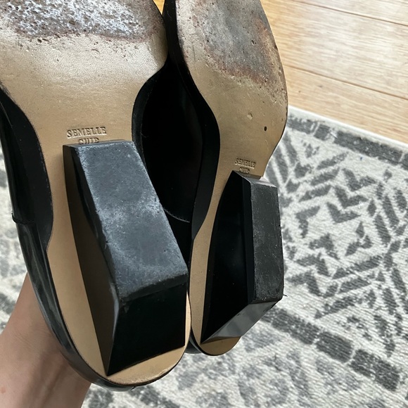 Robert Clergerie Black coated leather tapered toe lace up with geometric heel - Picture 8 of 14